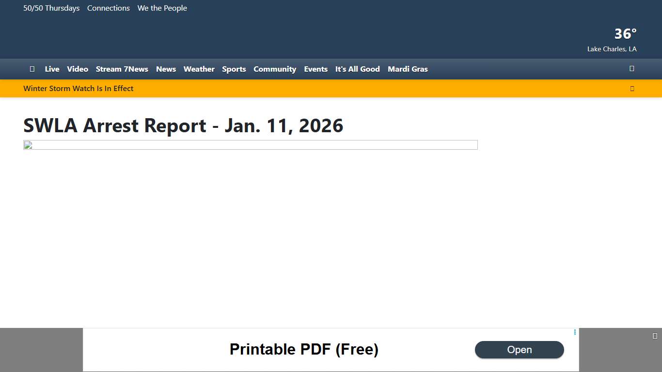SWLA Arrest Report - Jan. 11, 2026