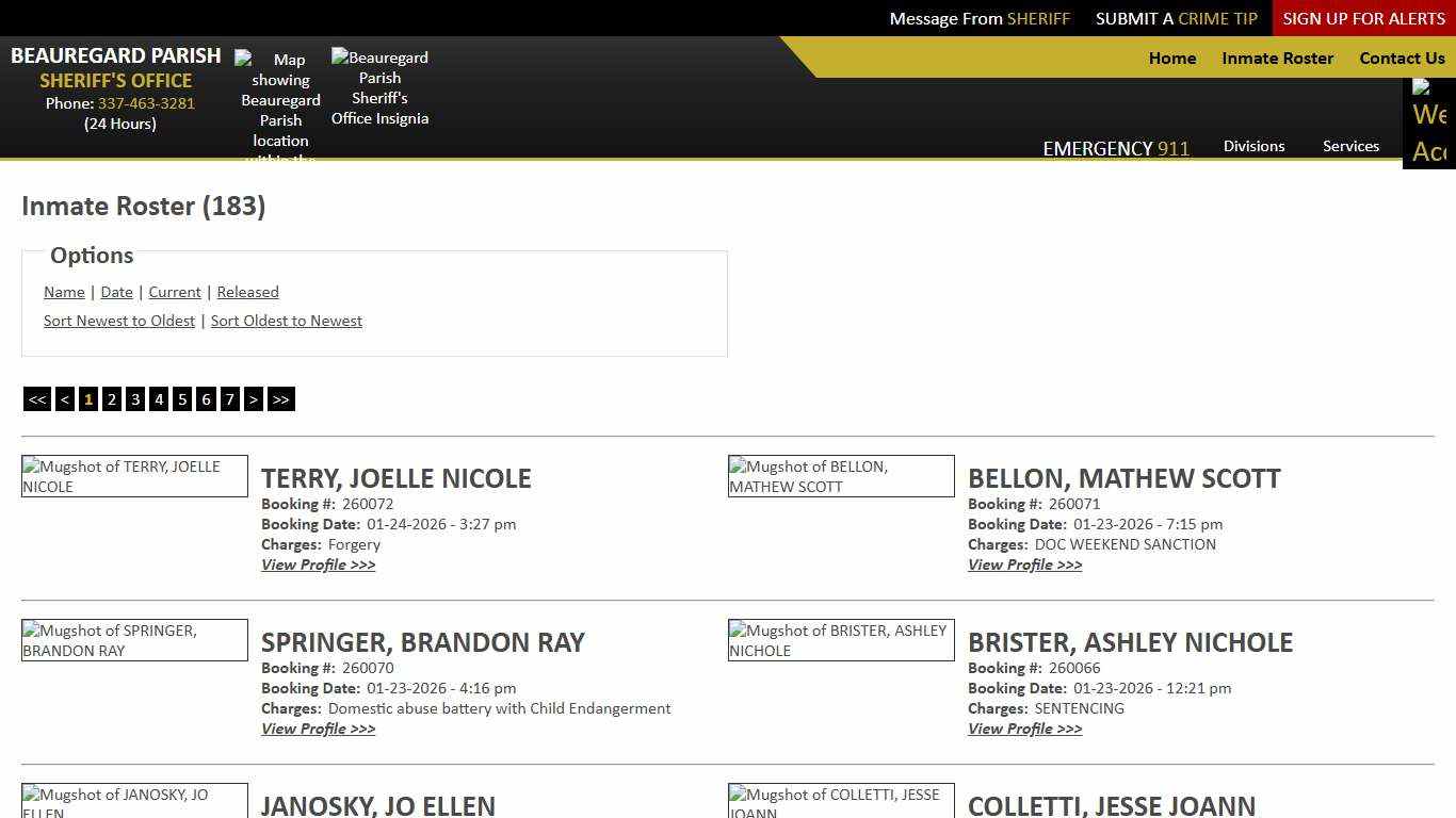 Inmate Roster - Current Inmates Booking Date Descending - Beauregard Parish Sheriff's Office